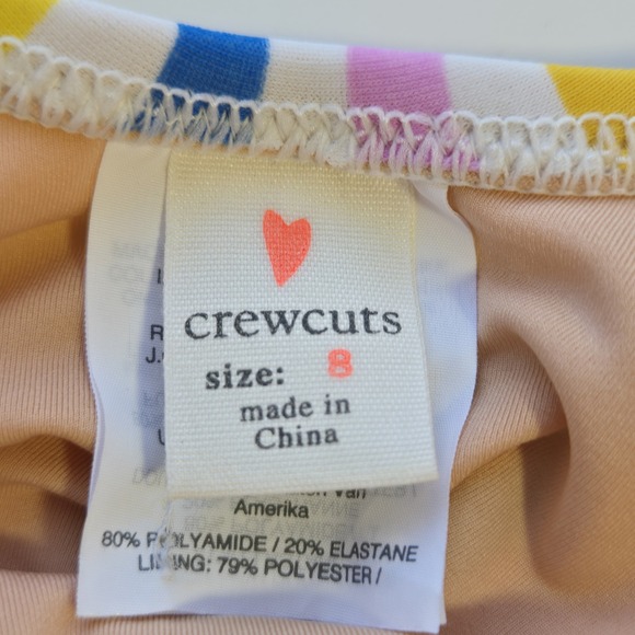 Crewcuts Girls Striped Ruffle Bathingsuit Size 8 Colorful One Piece Swimsuit - Picture 5 of 8
